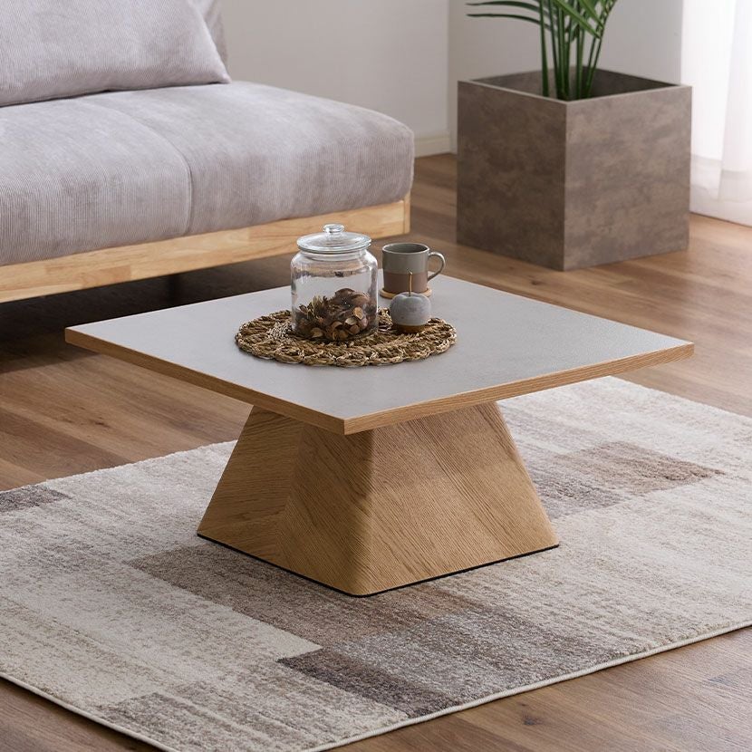 幅90cm 円形 センターテーブル 木製 ヘリンボーン オーク材