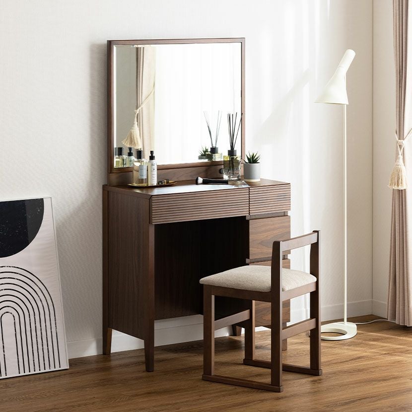 設置無料】幅70cm 木製 ドレッサー 椅子付き メリッサ 天然木