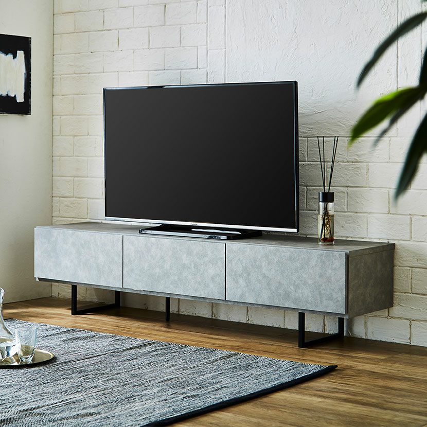 設置無料】幅180cm ローボード 日本製 セラミック調 アイアン脚