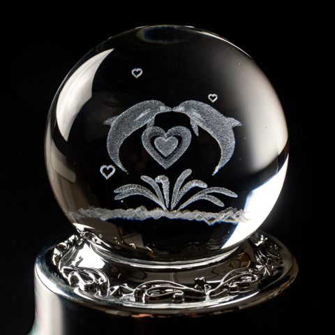 MUSICBOX】3Dレーザーボールオルゴール ラブイルカ | オルゴール | 黒