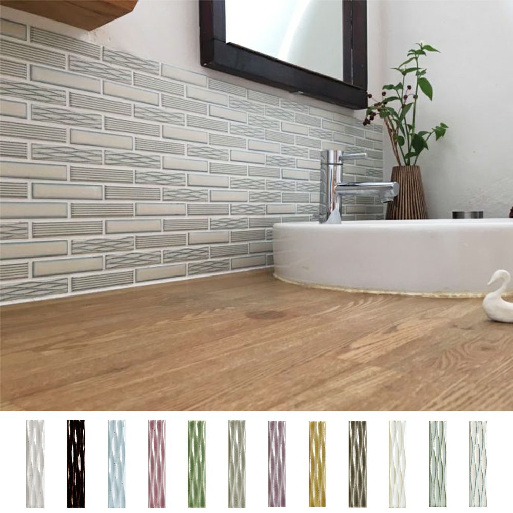 スワンタイル EN-FZ エレガヌーヴォ 波目 100×25ボーダー（表）紙張り