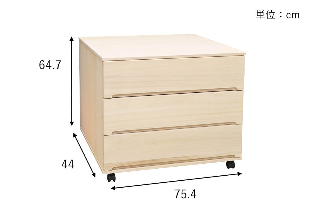 商品情報ー桐押入れたんす収納3段キャスター付 ｜ 桐たんすの京都-市やま