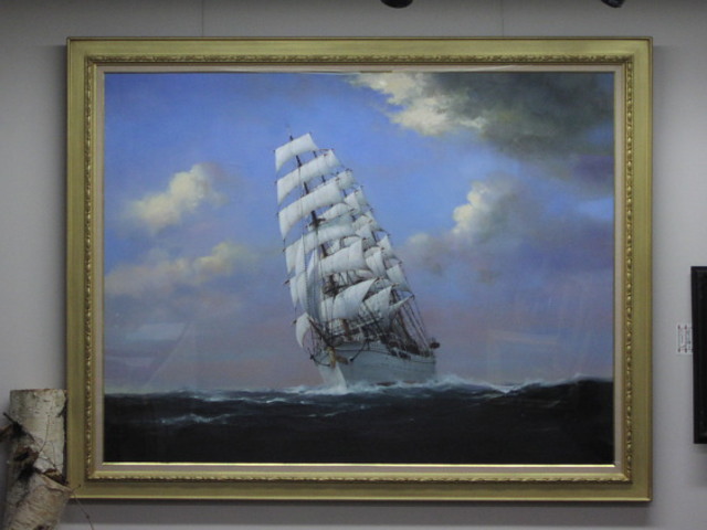 oceans-route / 油彩画 （海と帆船)