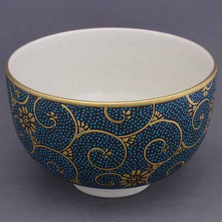 中田龍山作 九谷焼 抹茶碗（本錆粒鉄仙）｜抹茶道具｜京なごみ