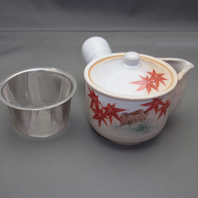 八木海峰作 京絵付 横手急須(茶こし付) 京の紅葉｜茶器・煎茶道具｜京