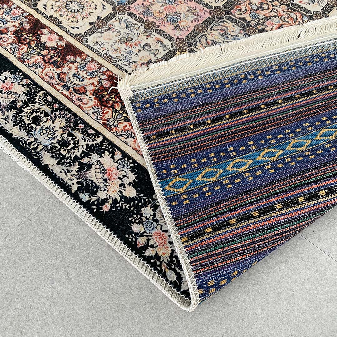 オリエンタルフラワーラグ（ベージュ）お部屋を華やかに彩る花柄カーペット