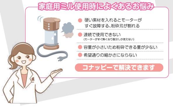 コナッピー] 家庭用強力製粉機（粉末機）家庭用のミルと比較すると数倍