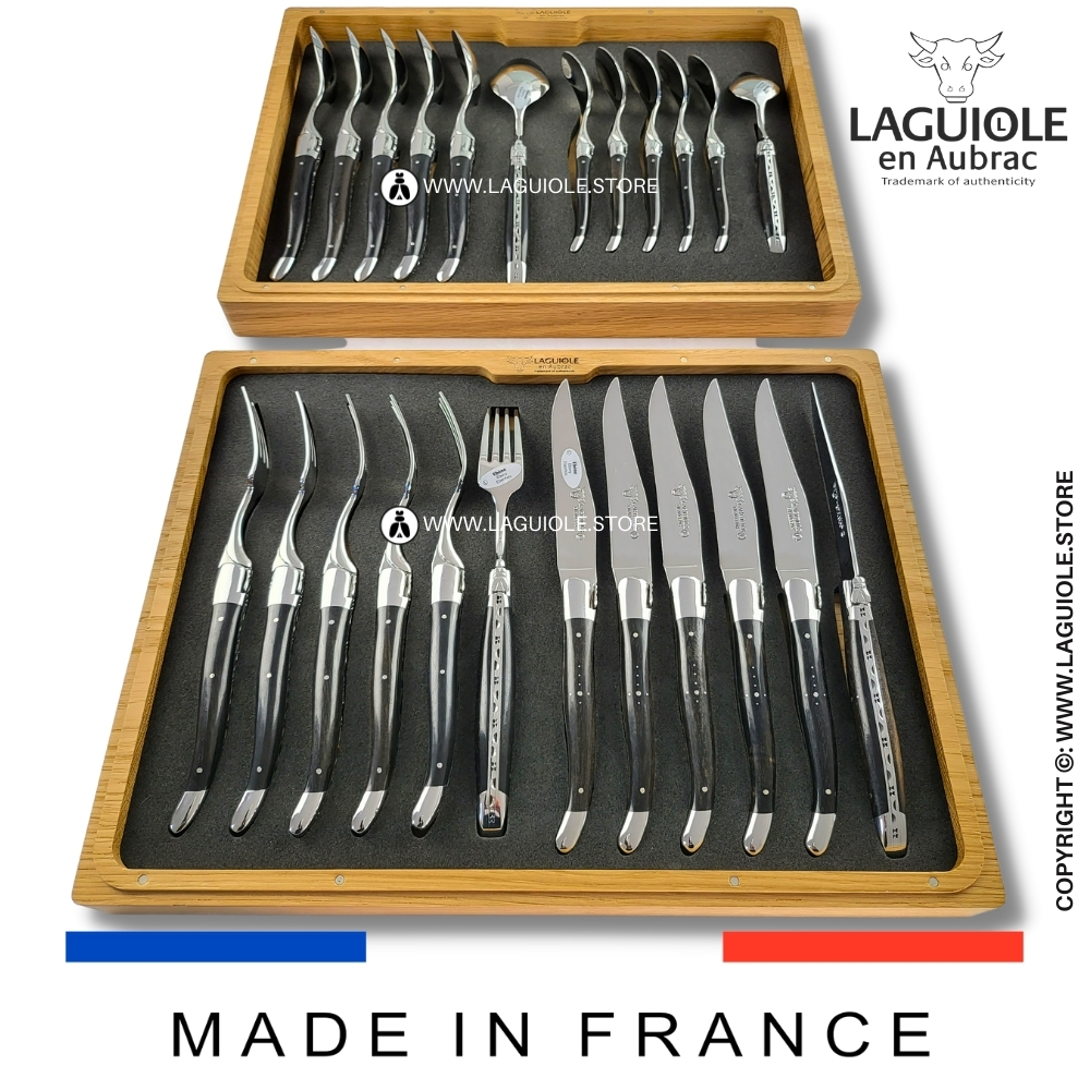 Laguiole en Aubrac 24-piece Flatware Set - Ebony wood