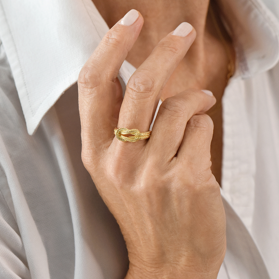 Hercules knot ring in textured 18k gold - LALAoUNIS®
