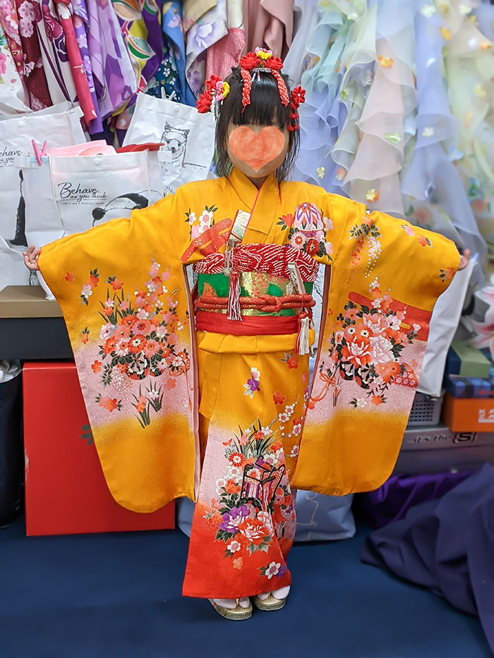 七五三オレンジの着物レンタル | 着物レンタル専門店Lemon