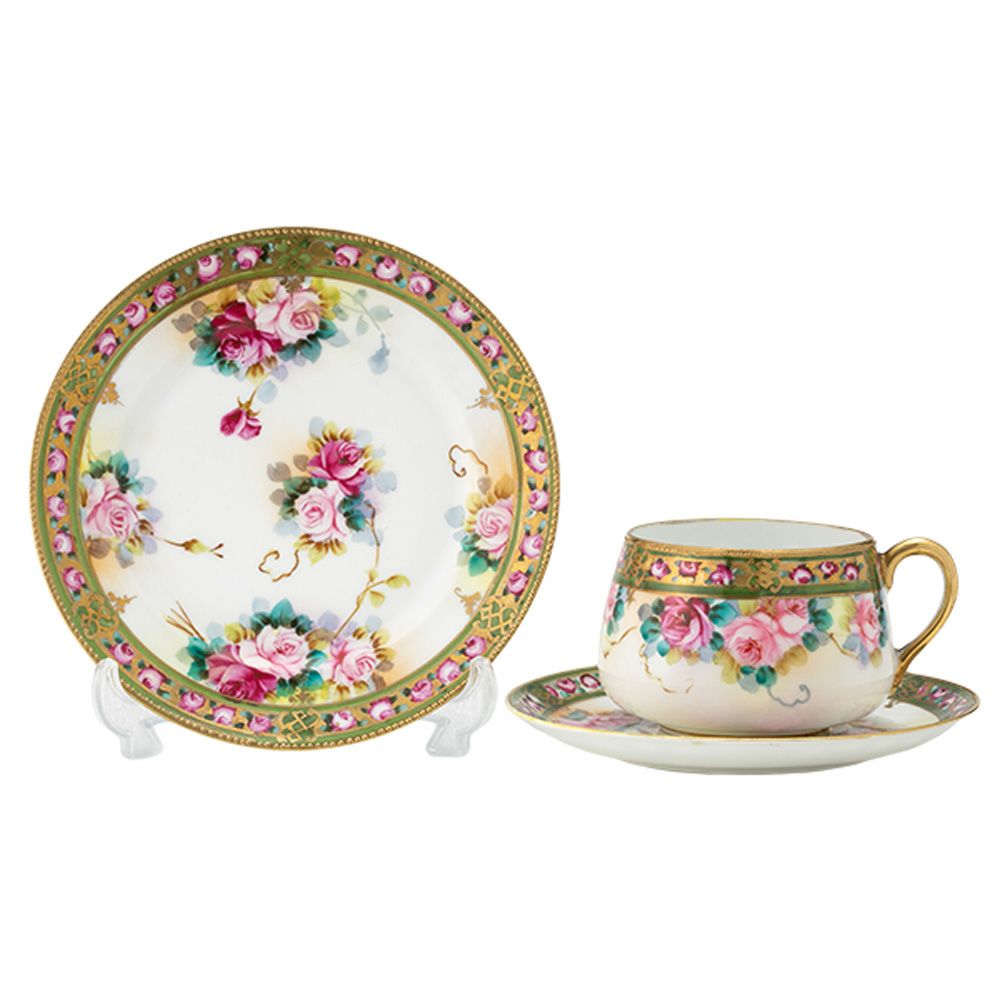 1点限り】オールドノリタケ 金点盛り 薔薇・葉模様 シェイカー 片手付