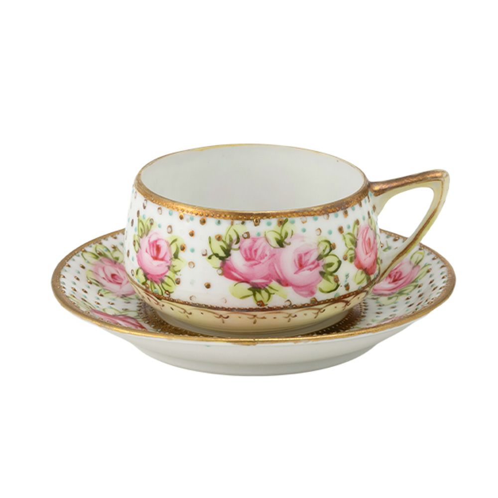 1点限り】オールドノリタケ 金点盛り 薔薇・葉模様 シェイカー 片手付