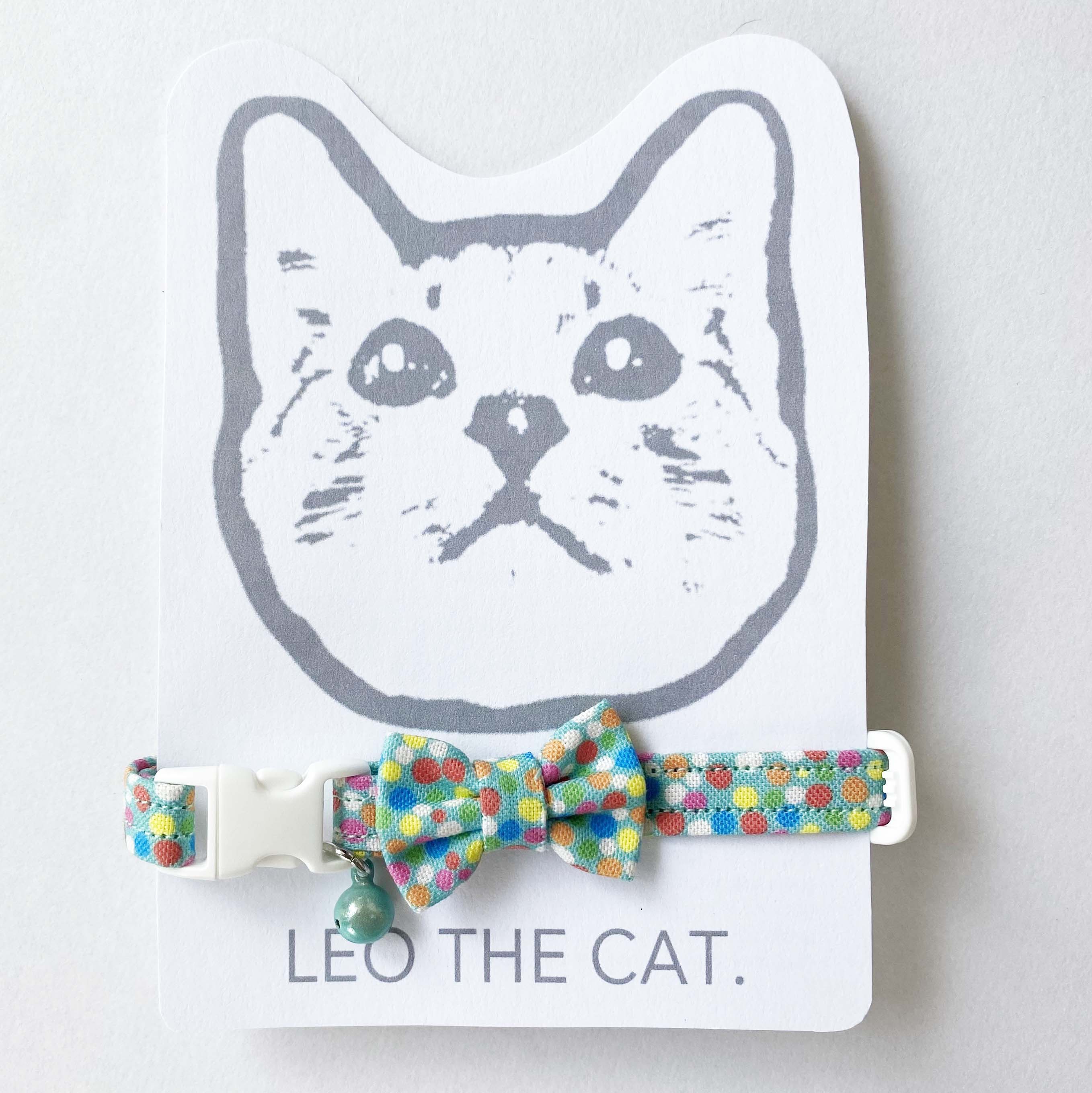 にゃんこ様用 超リボンが小さい蝶ネクタイ カラフルプチドット あお