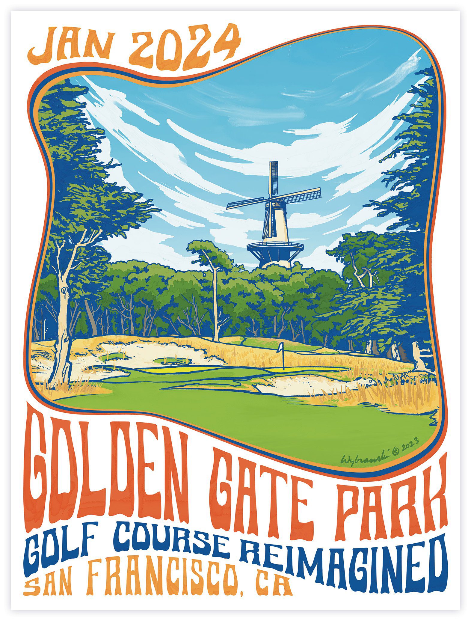 San Francisco golf, lee wybranski, print golf club