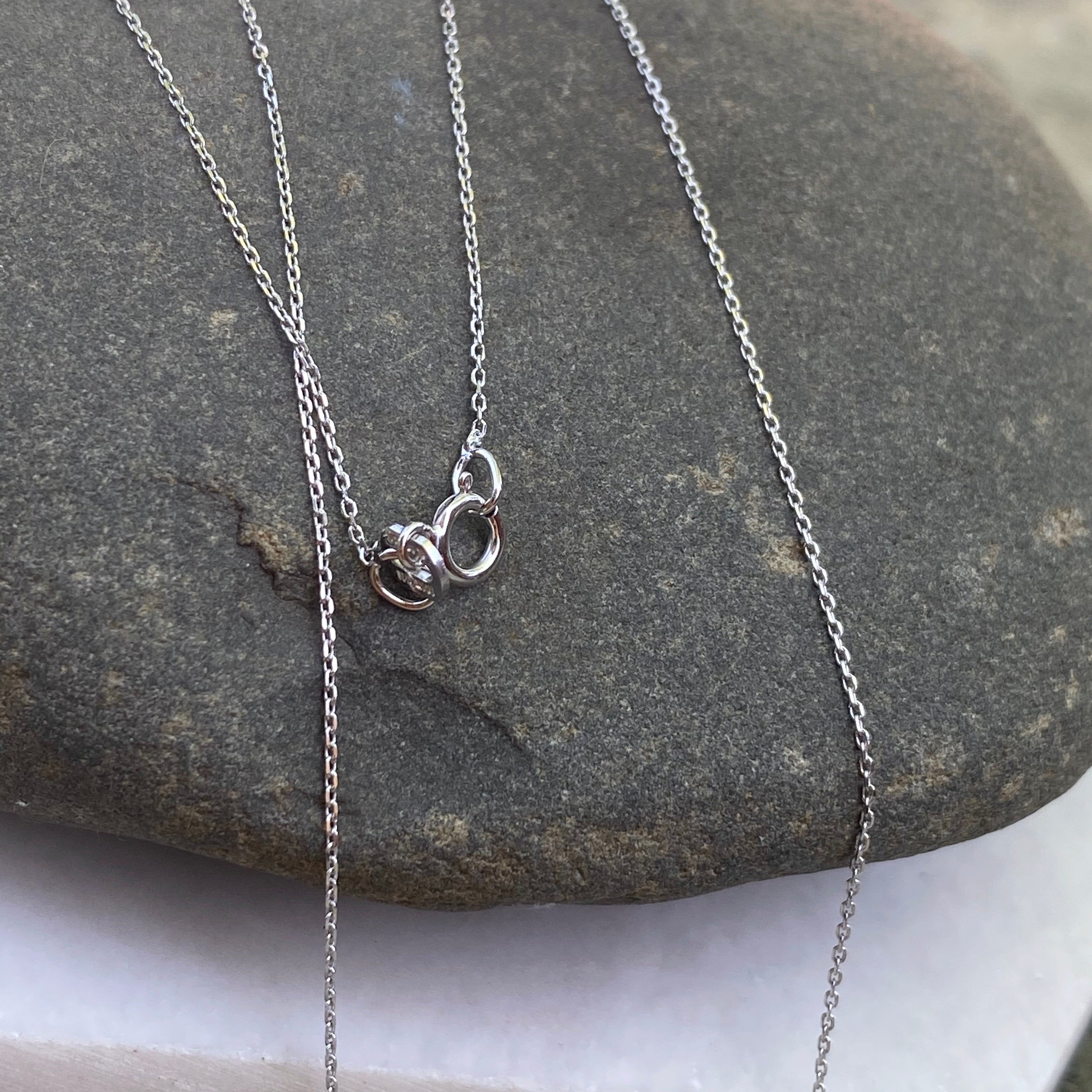 10KT White Gold Thin .60mm Diamond-Cut Cable Link Chain Necklace – LSJ