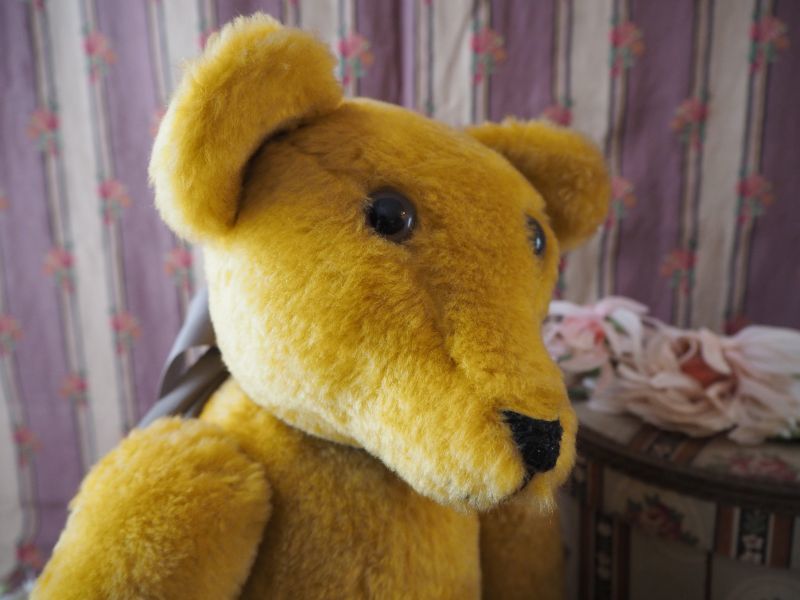 m*y様 アンティーク 64cm 大きなテディベア イエロー 東欧 チェコ ヴィ