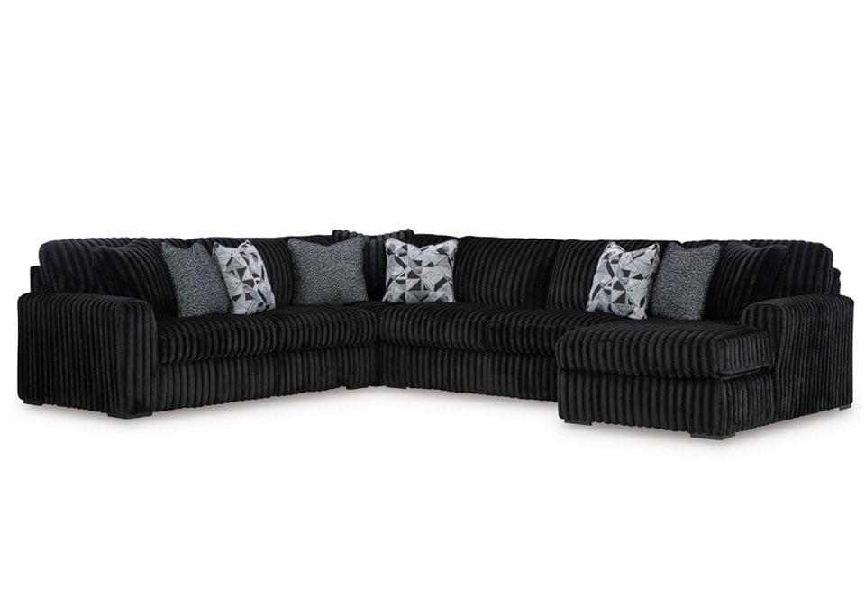 Midnight Madness Onyx 4pc. RAF Chaise Sectional - Lexington
