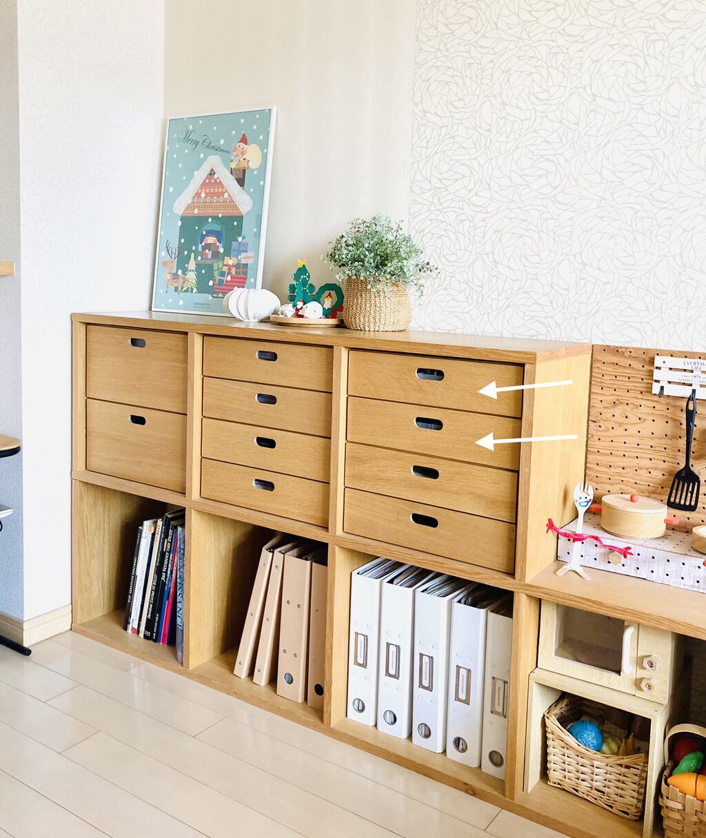 無印】スタッキングシェルフの文具収納を見直し！引き出しの中は無印の