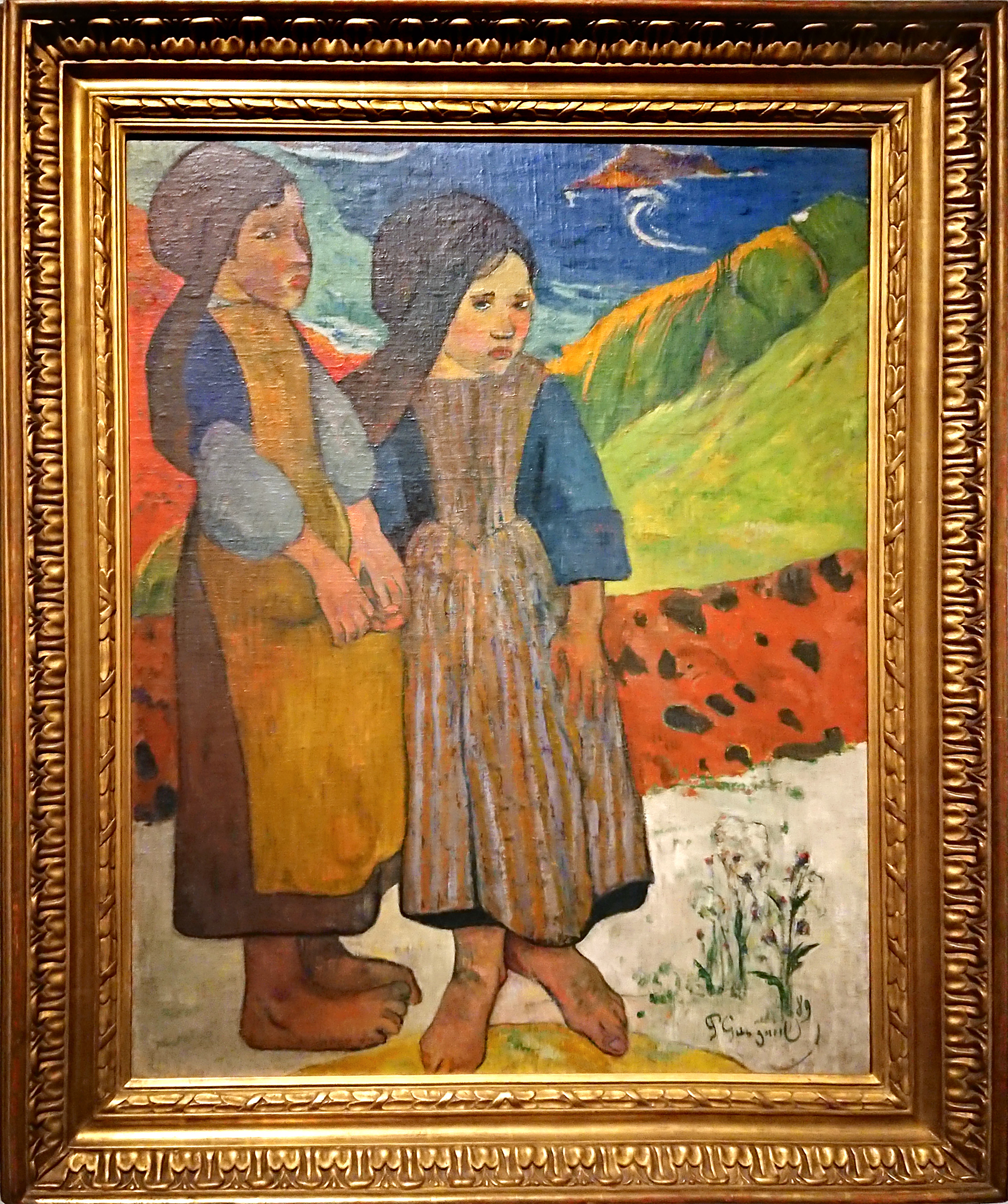 ブルターニュのゴーギャン： 海辺に立つブルターニュの少女たち｜自然