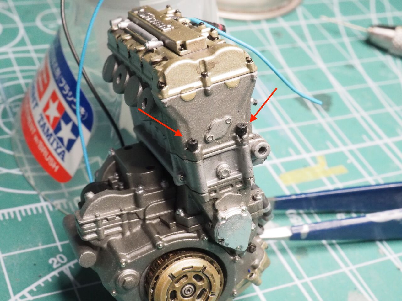 作る タミヤ KAWASAKI Ninja ZX-RR 1/12「その4 エンジン③とフレーム