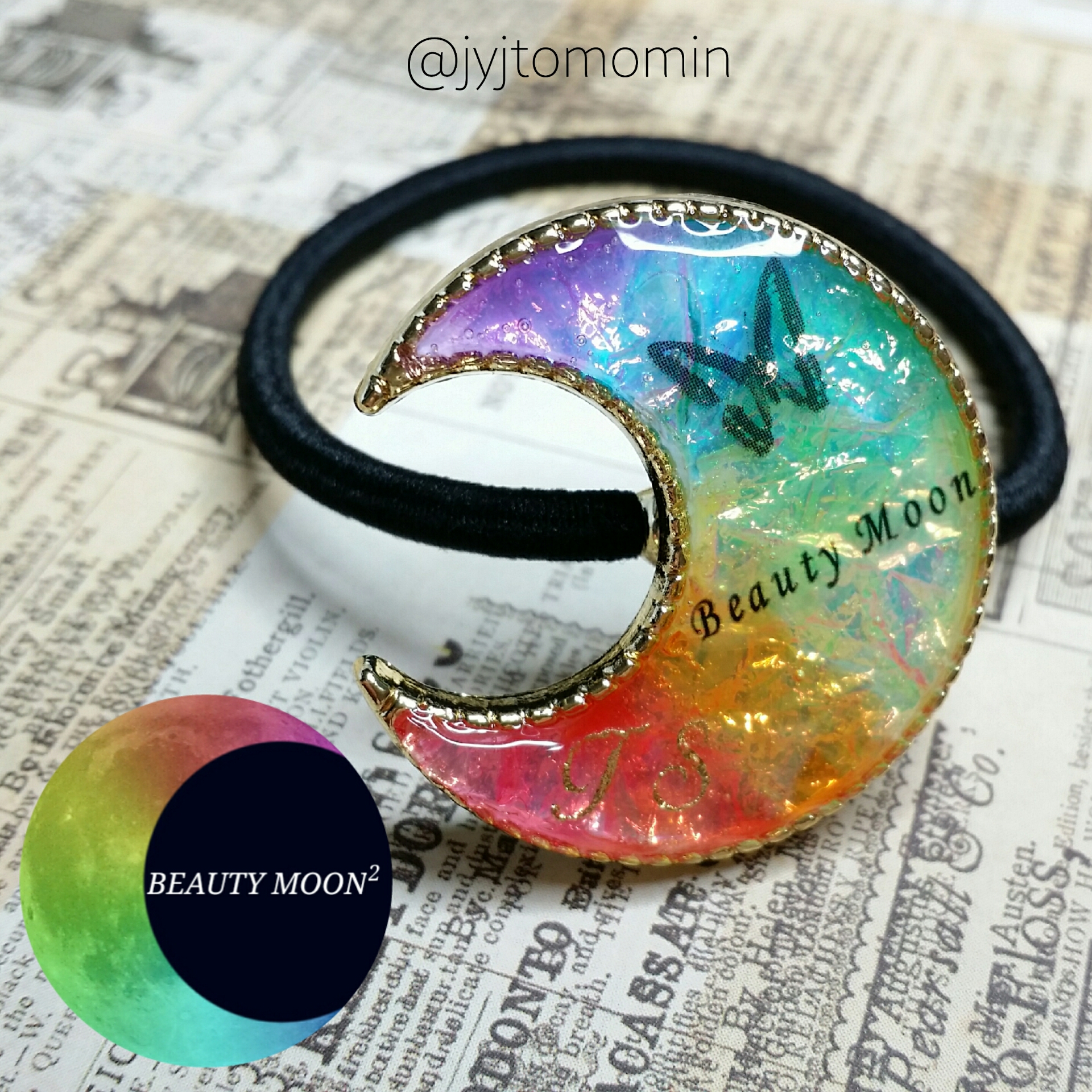 mamerin様ヘアゴム レジン 月 moon マグネット キーホルダー No 866