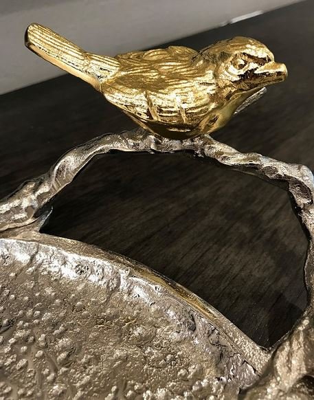 輸入雑貨 トレー お盆 シルバー 小鳥 トレイ クラシック モダン