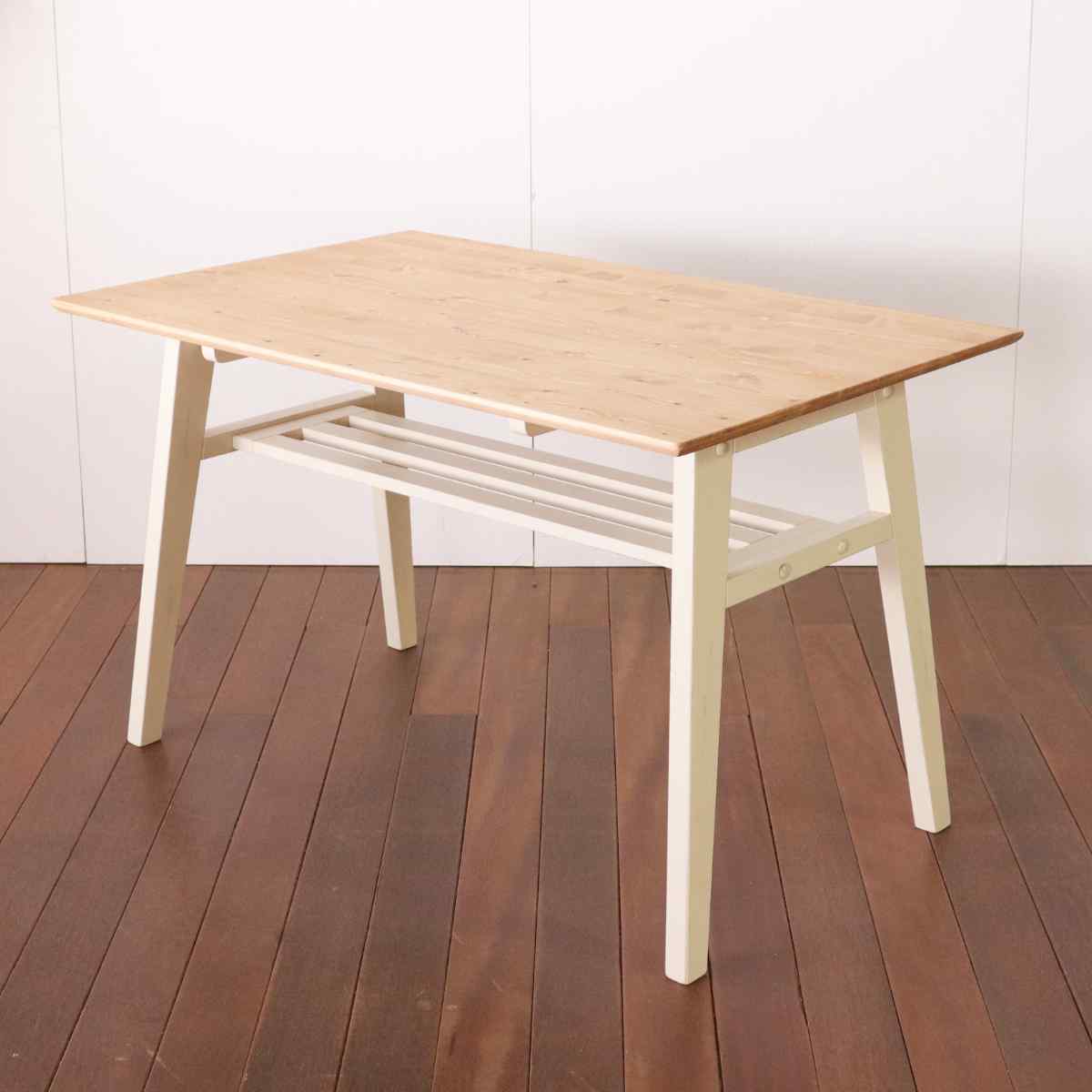 ダイニングテーブル 4人掛け 天然木 ヴィンテージ風 幅140cm （ 木製