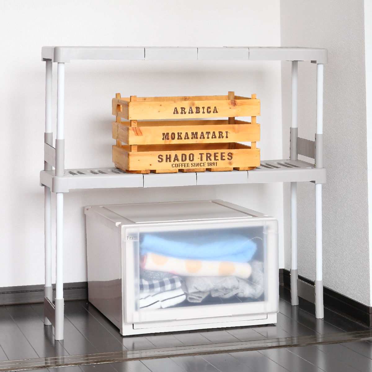 クローゼット 整理棚 2台入り 幅76～93×奥行25×高さ36・38・40・43cm