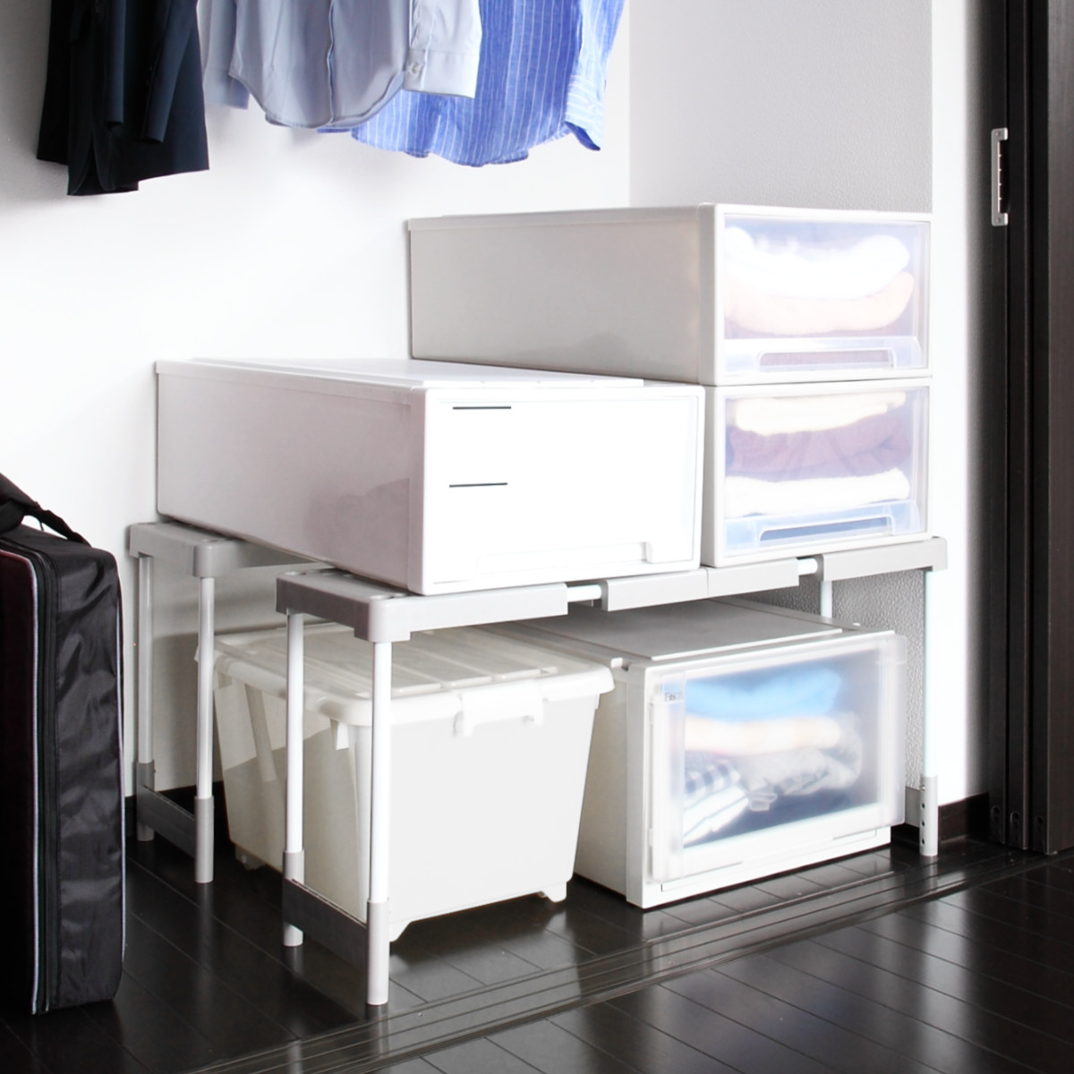 クローゼット 整理棚 2台入り 幅76～93×奥行25×高さ36・38・40・43cm