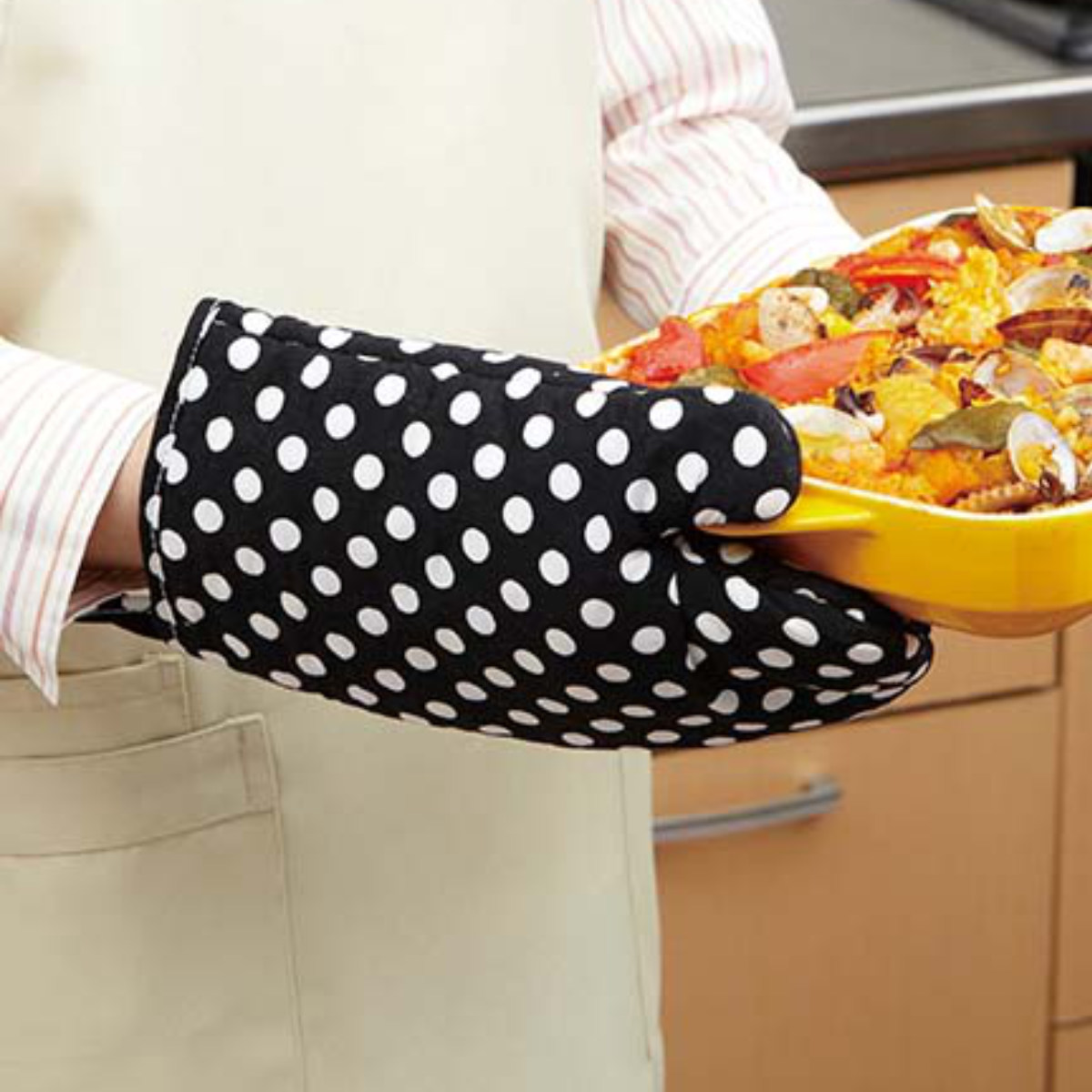 キッチンミトン （ 手袋 レディース 紐付き 綿 洗える キッチン ミトン