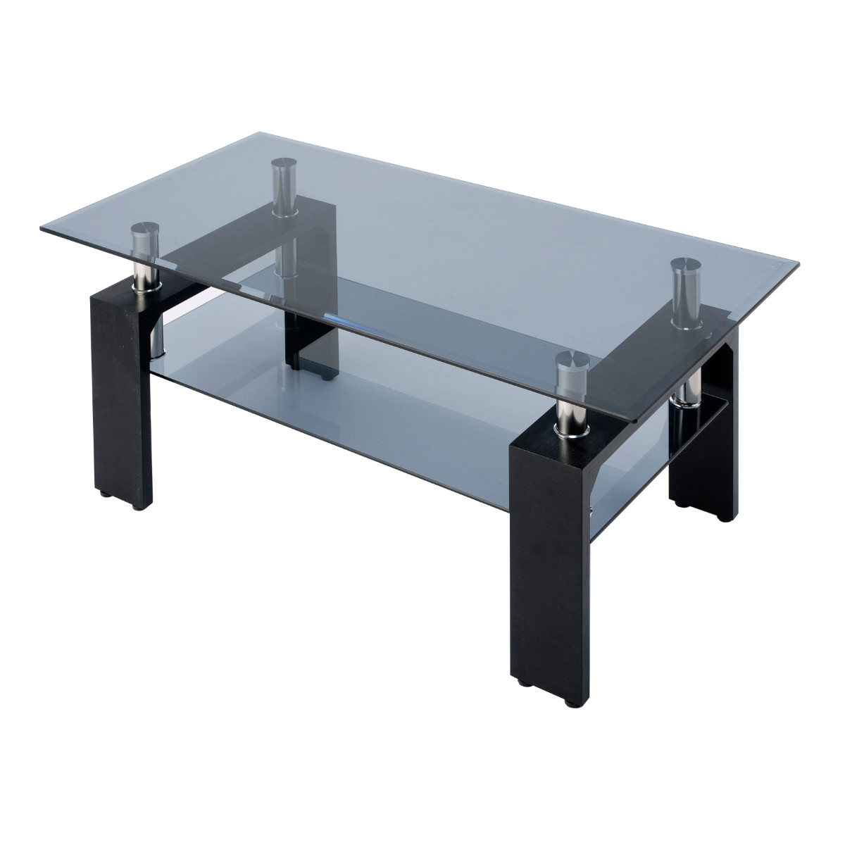 ガラステーブル 幅96cm クリアブラック ラック （ センターテーブル