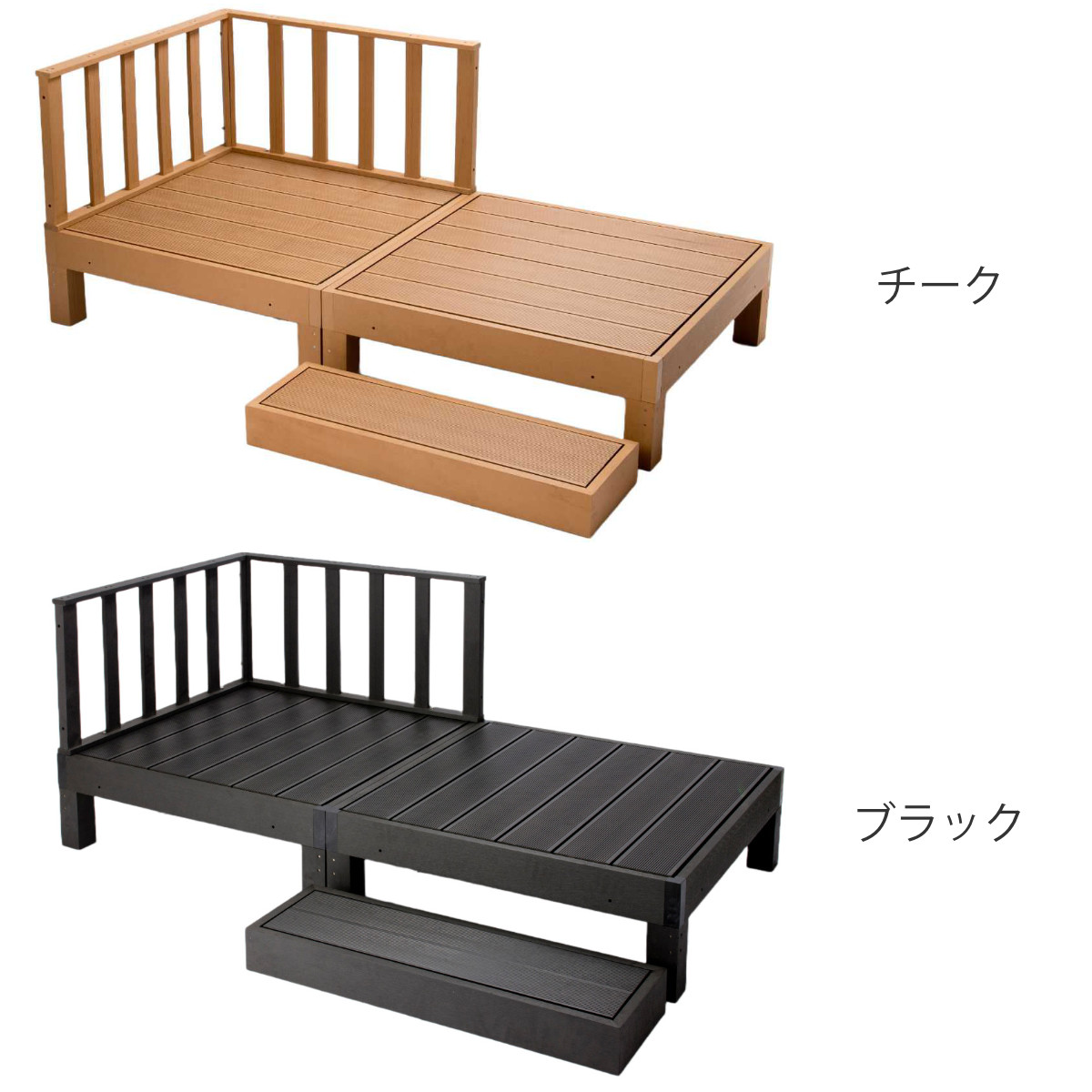 dショッピング |ウッドデッキ 本体2台＋コーナーパネル＋踏み台 人工木