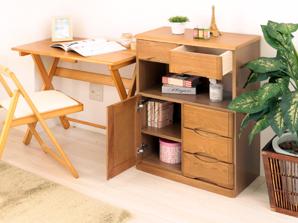 FAX台 電話台 サイドボード 天然木 幅60cm （ ラック 収納棚 棚