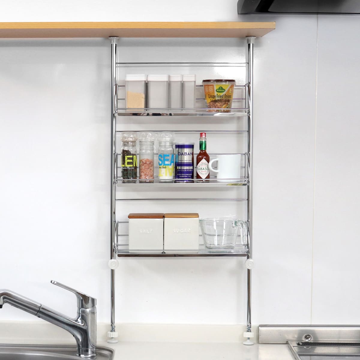 調味料ラック 突っ張り スパイスラック 3段 幅40cm （ 日本製