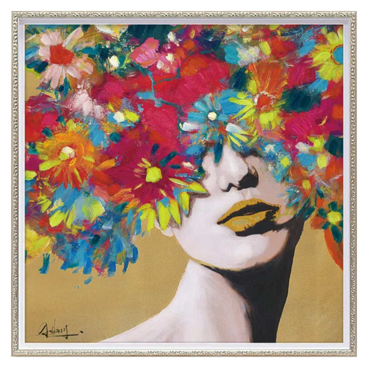 アートパネル オイルペイントアート 『コスモス ウーマン』 63×63cm