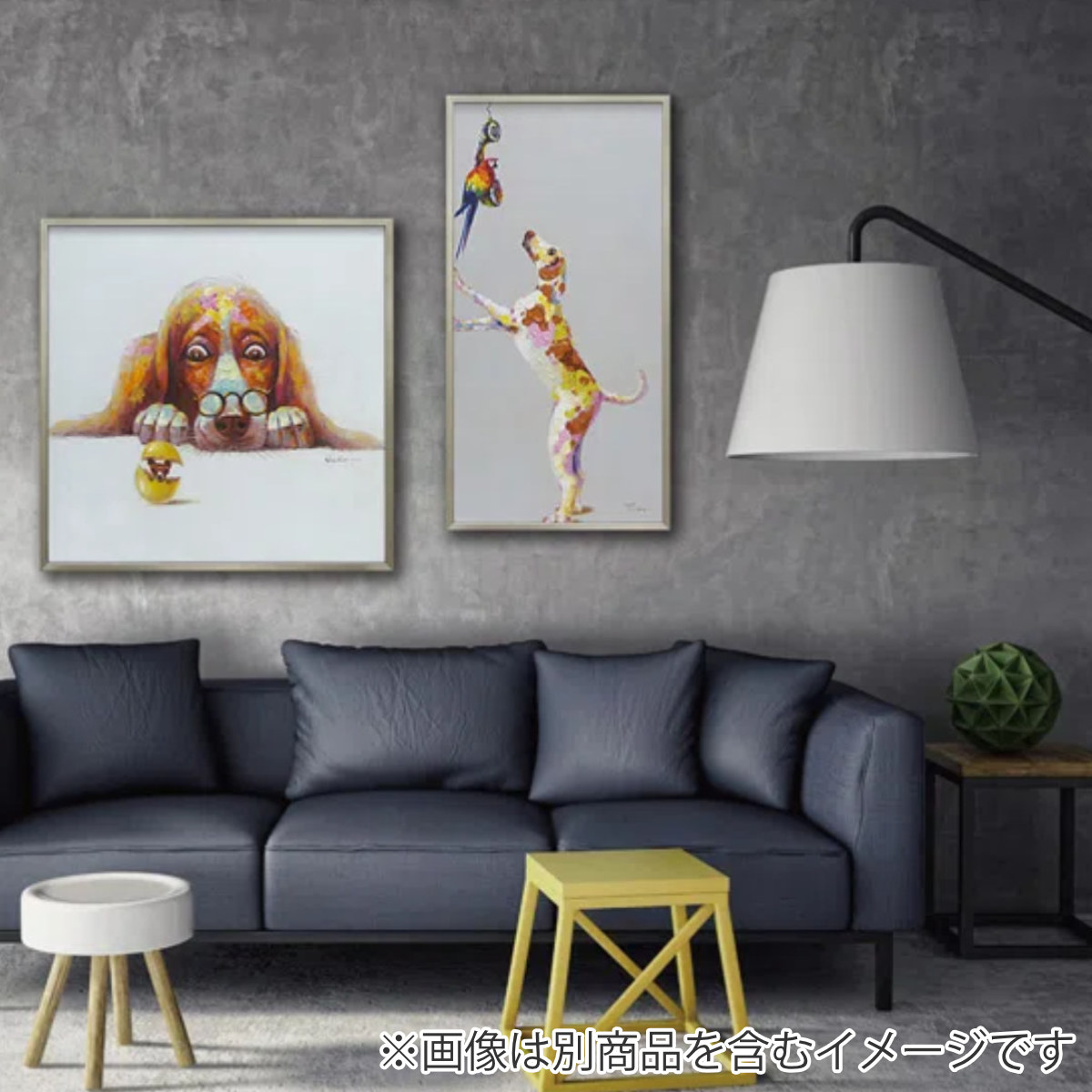 アートパネル オイルペイントアート 『エッグ ドッグ』 83×83cm