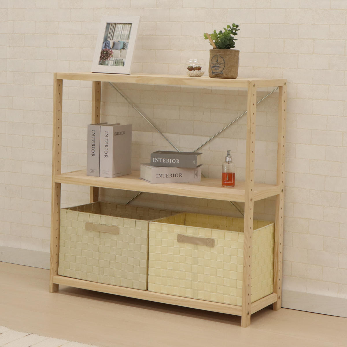 フリーラック 木製 パインラック 3段 幅82cm （ シェルフ ラック 棚