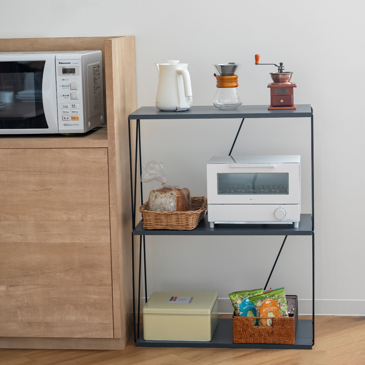 EZBO ワイヤーラック 3段 幅61cm 工具不要 簡単組立 モノトーン