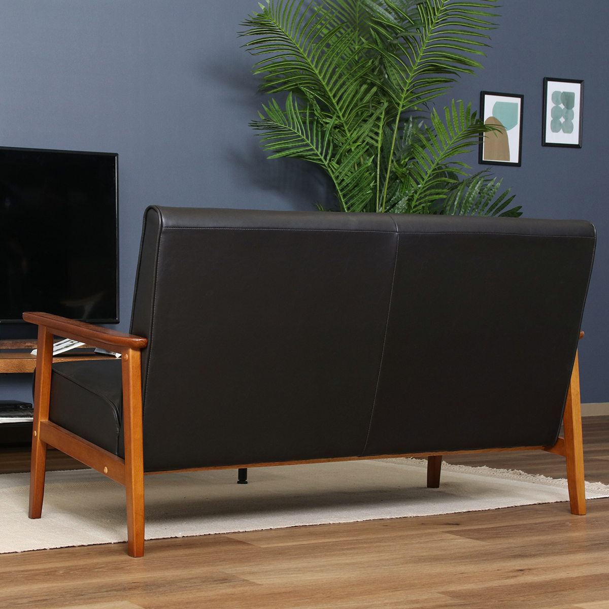 ソファ 2人掛け 幅128cm バイキャストPUソファ ミート （ レザー調