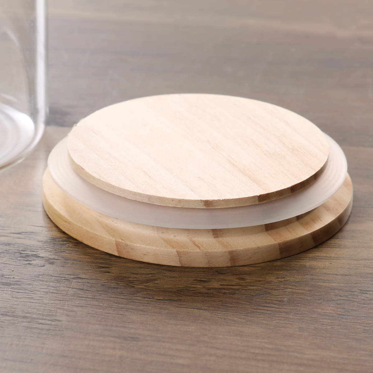 保存容器 1.3L 木蓋耐熱キャニスター （ ガラス 耐熱ガラス 密閉 木蓋