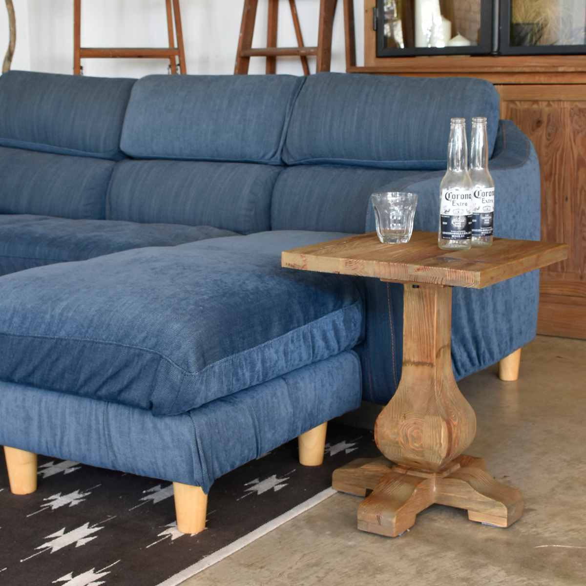 サイドテーブル 北欧 木製 パイン古材 高さ51cm （ ナイトテーブル