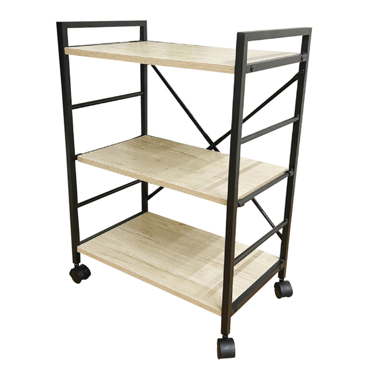 dショッピング |ワゴン 高さ69cm 3段 木製 アイアン （ カート