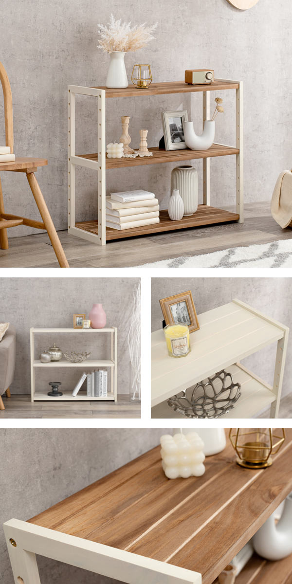 オープンラック 3段 木製 ディスプレイラック ウッドプロダクツ 幅75cm