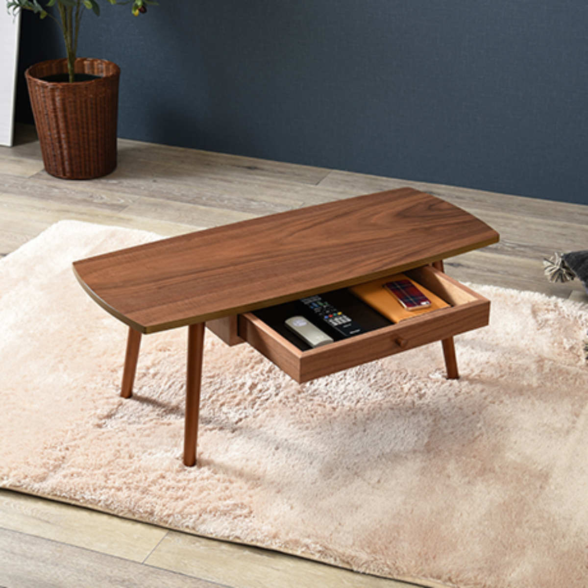 センターテーブル 幅95cm ローテーブル 机 木製 収納 引き出し