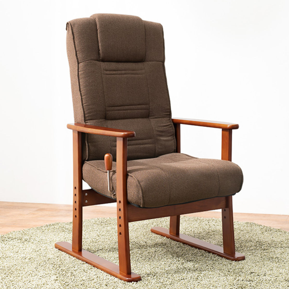 高座椅子 座面高35～44cm 無段階リクライニング 肘掛け付き 高齢者