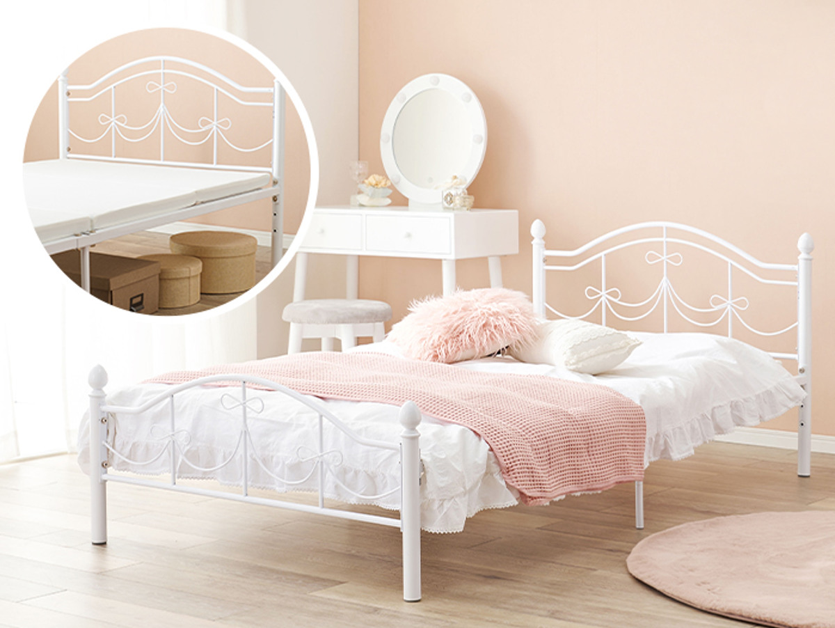 dショッピング |ベッド シングルベッド ベッドフレーム 姫系 白家具