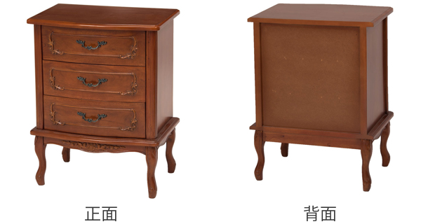 チェスト 3段 クラシック調 マホガニー前板 猫脚 幅52cm （ サイド