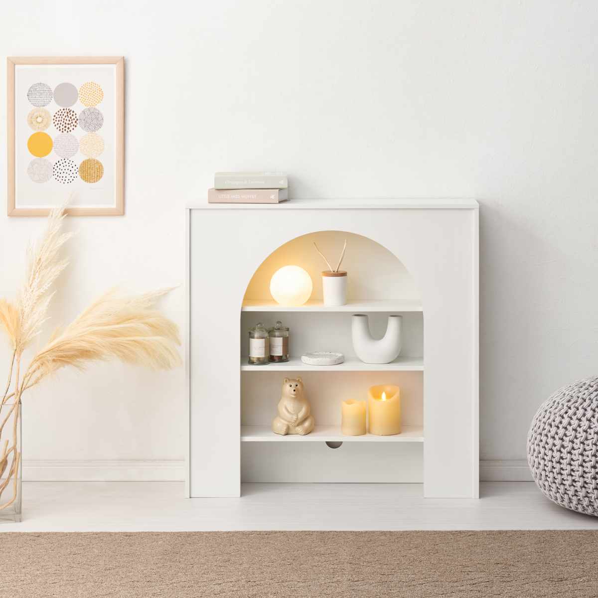 マントルピース 幅80cm 完成品 可動棚 （ オープンラック 棚 ラック