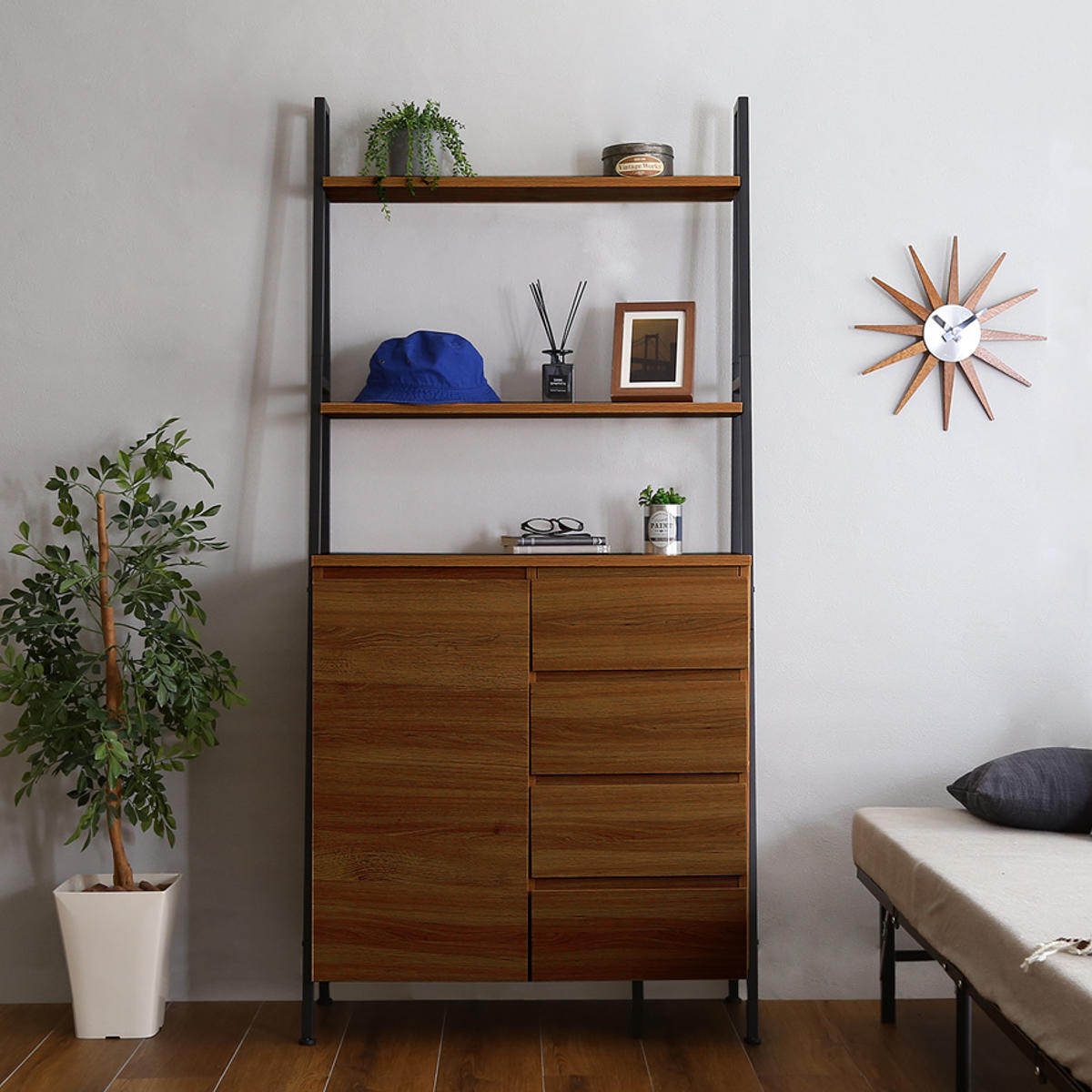 dショッピング |チェストラック 幅82.5cm ヴィンテージ調 片開き扉