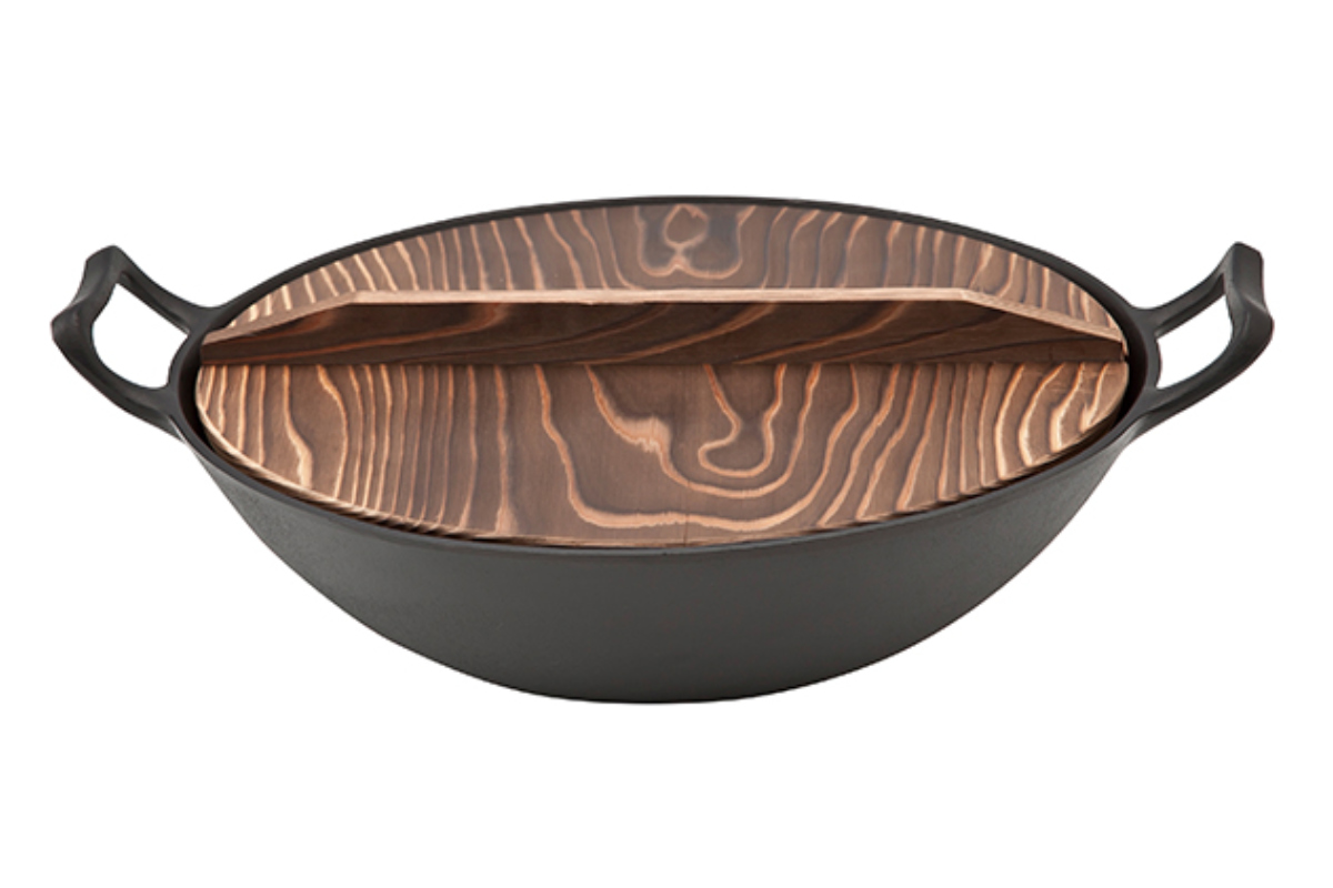 中華鍋 30cm ガス火専用 鉄製 木蓋付き 新中華鍋 南部鉄器 日本製